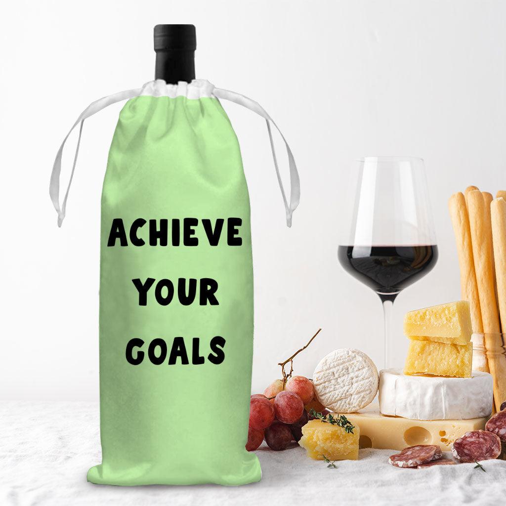 Achieve Your Goals Wine Tote Bag - Trendy Design Wine Tote Bag - Best Print Wine Tote Bag