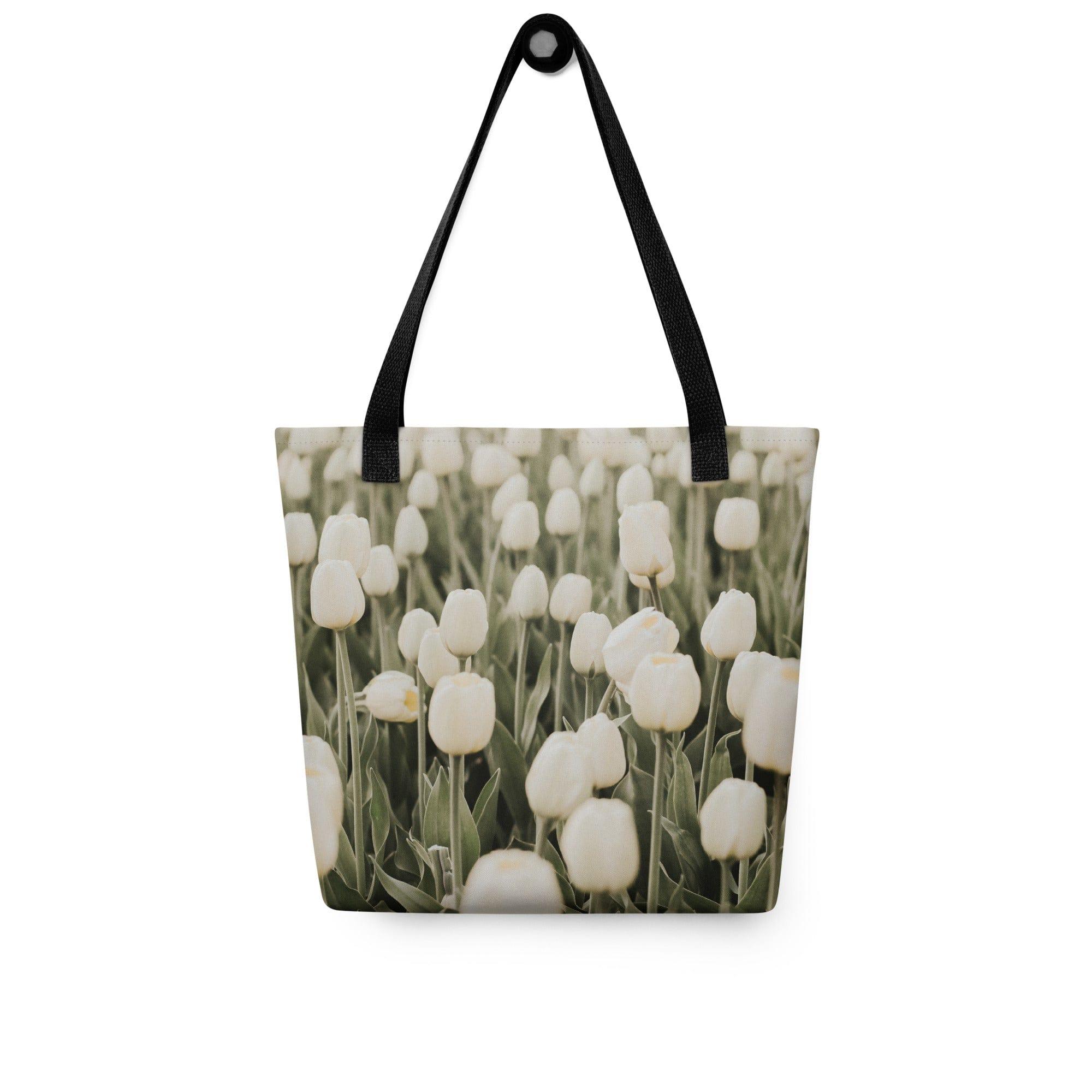 "Field of White Tulip Flowers" Printed Tote Bag by Twin Dollar - Embrace Nature's Beauty in Style! - TWIN DOLLAR
