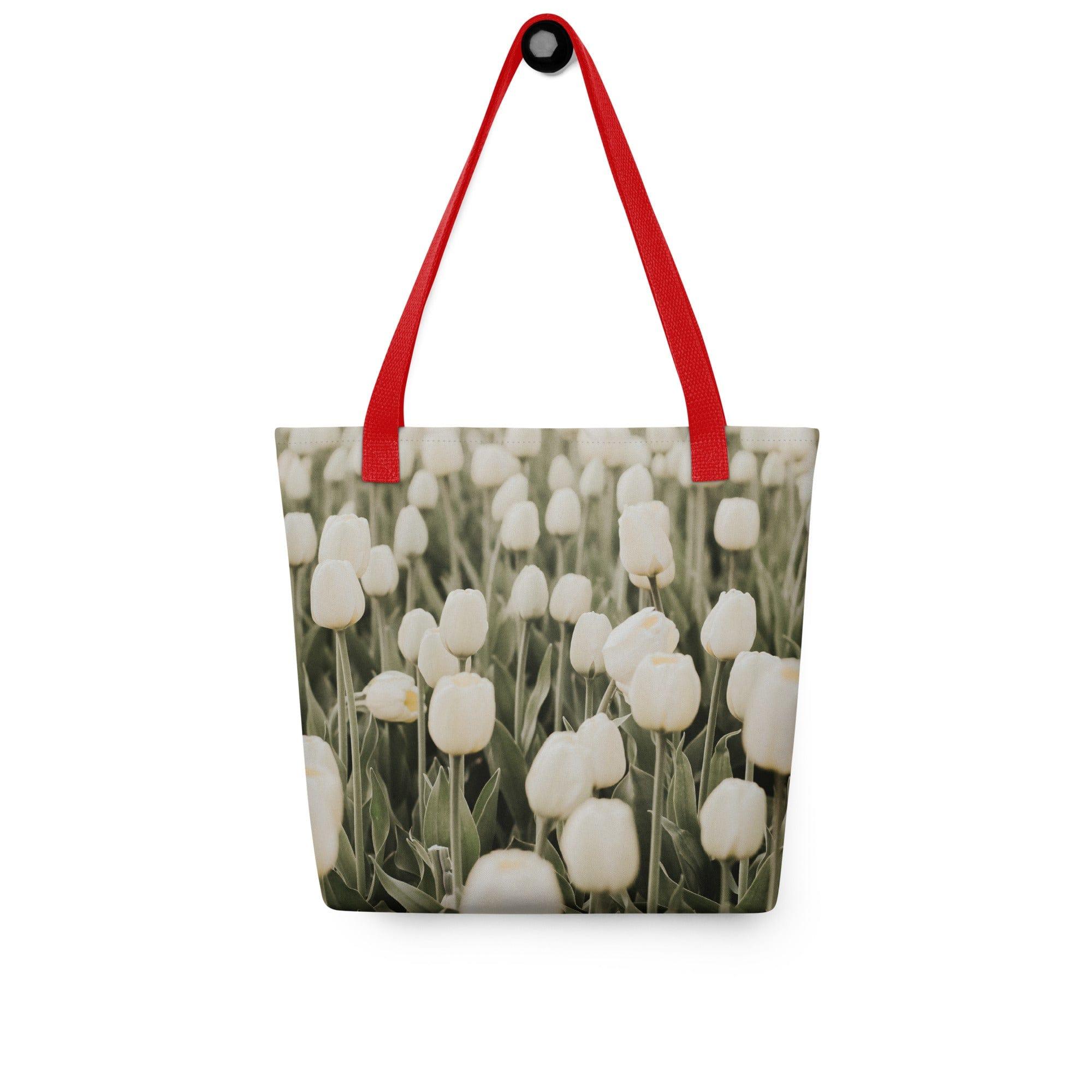 "Field of White Tulip Flowers" Printed Tote Bag by Twin Dollar - Embrace Nature's Beauty in Style! - TWIN DOLLAR