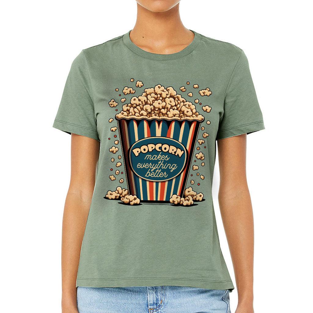 Popcorn Women's T-Shirt - Funny Design T-Shirt - Printed Relaxed Tee