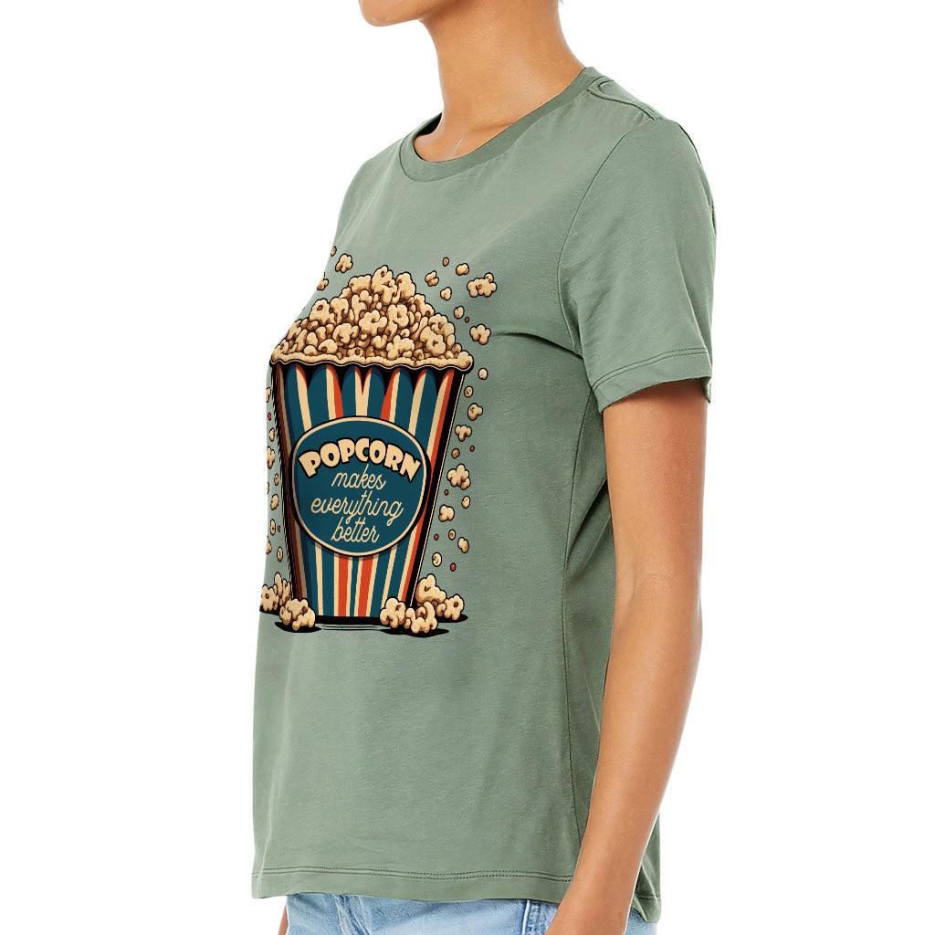 Popcorn Women's T-Shirt - Funny Design T-Shirt - Printed Relaxed Tee