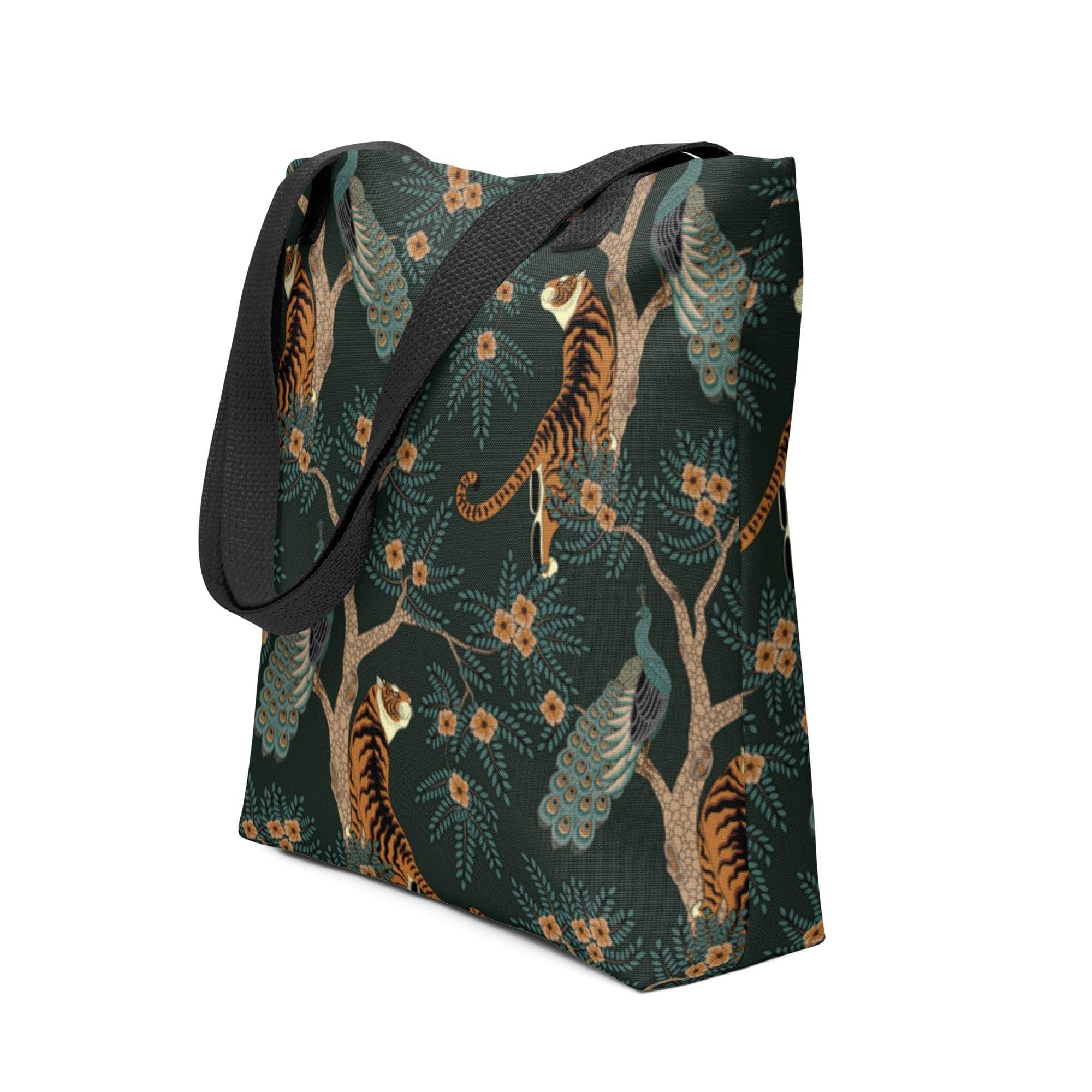 Roaring Elegance: Twin Dollar's Tiger with Trees Design Tote Bag - TWIN DOLLAR